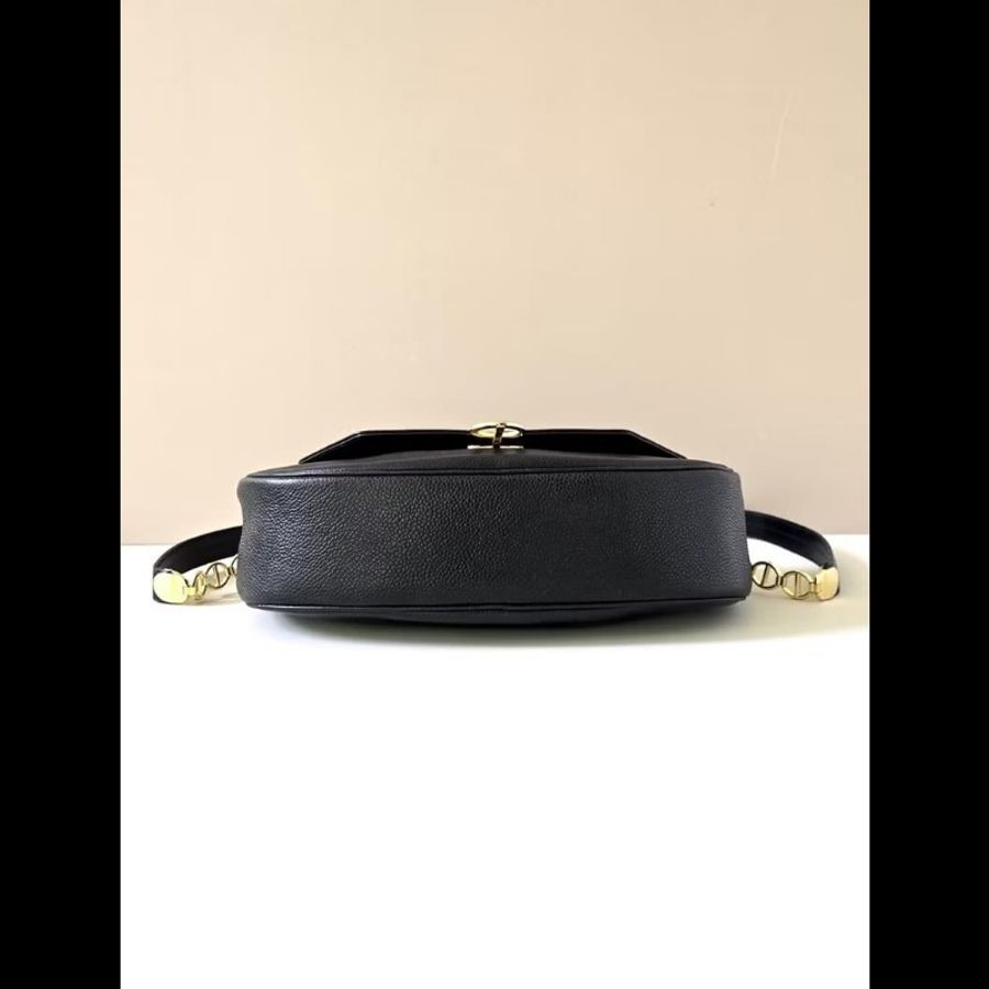 【LA LUNE】絕版中古包 Dior黑金魚子醬元寶包 單肩包 側背包 斜背包 側孭包-1