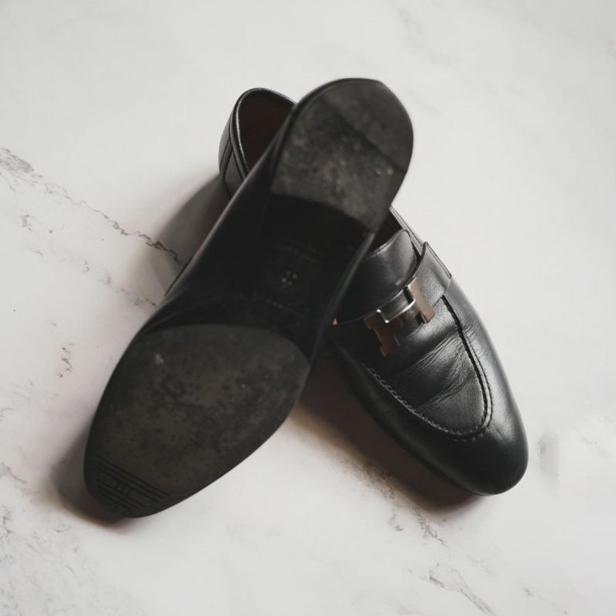 HERMES Paris loafer H樂福鞋 (黑/銀)-1