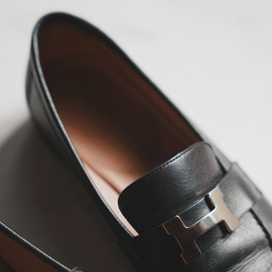 HERMES Paris loafer H樂福鞋 (黑/銀)-4