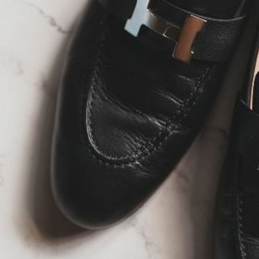 HERMES Paris loafer H樂福鞋 (黑/銀)-5