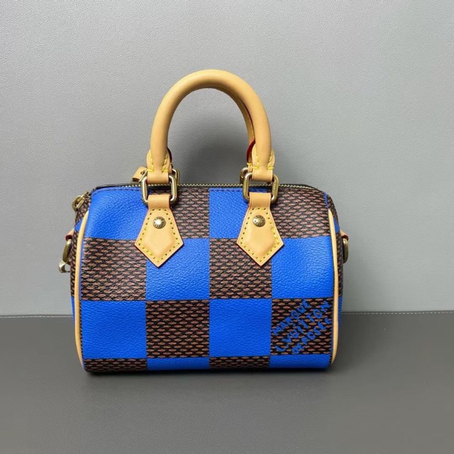 LV 芯片款Speedy nano棋盤格16.5*12*9cm 98新配件肩帶 鎖頭 鑰匙 購證 塵袋-9