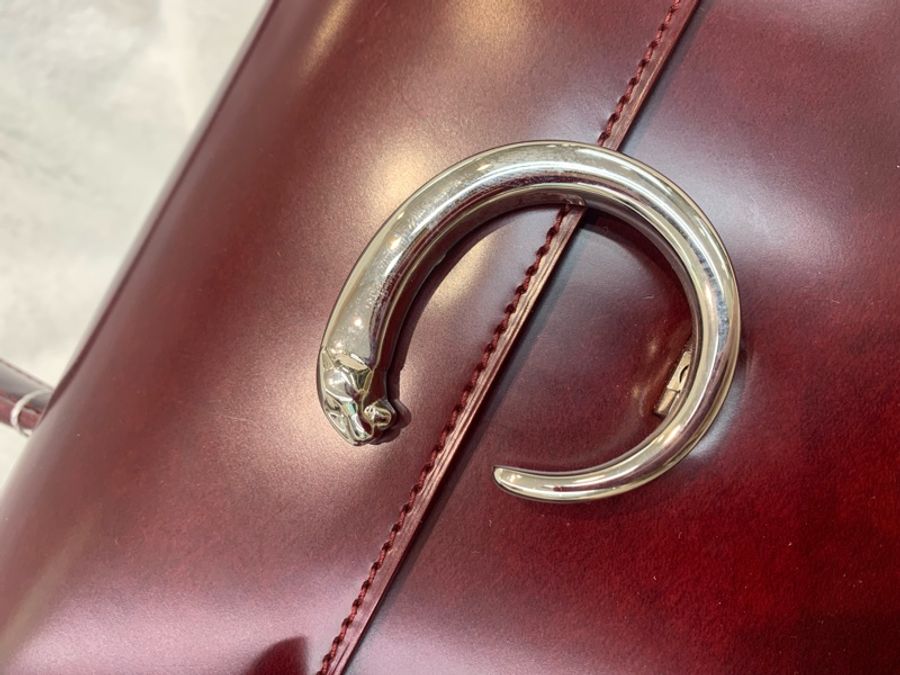 CARTIER 棗紅色大C銀扣2way xc016-9