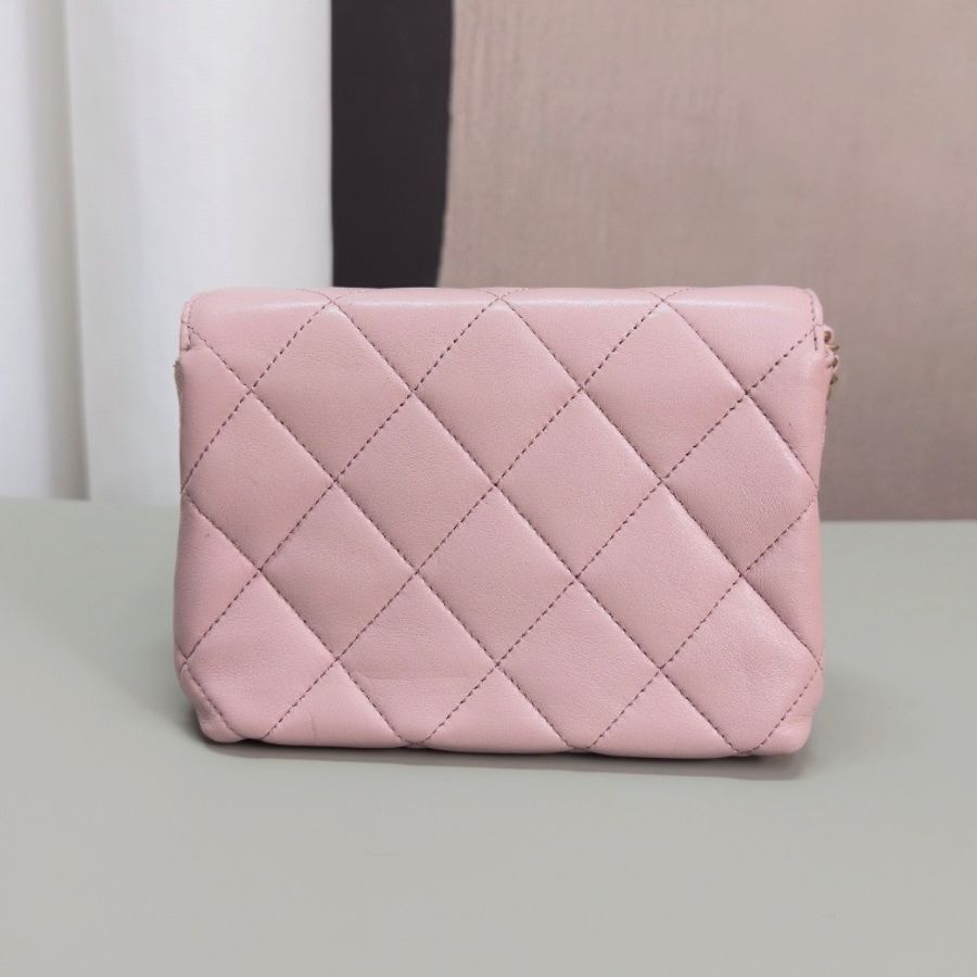CHANEL粉色珍珠字母鏈條包17*12*8.5 98新配件塵袋-6