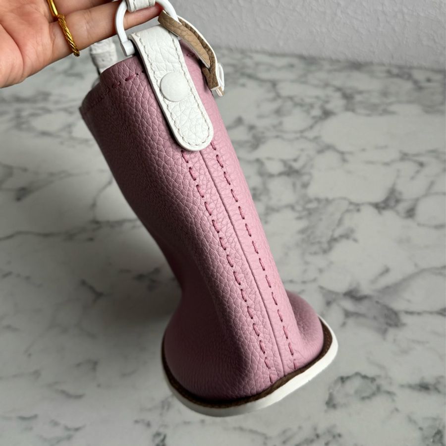 Delvaux 暗粉皮革白邊手提水桶包❤️‍🔥貴婦愛用-3