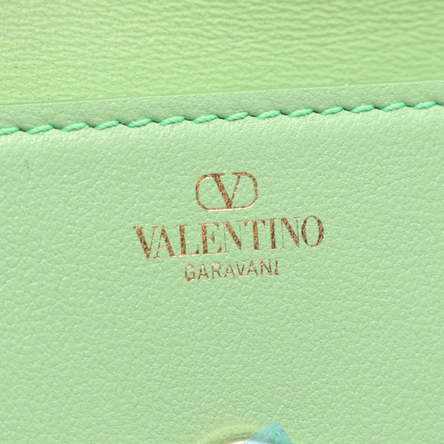 Valentino Garavani V logo 2Way 肩背包,綠色皮革,二手女款-3