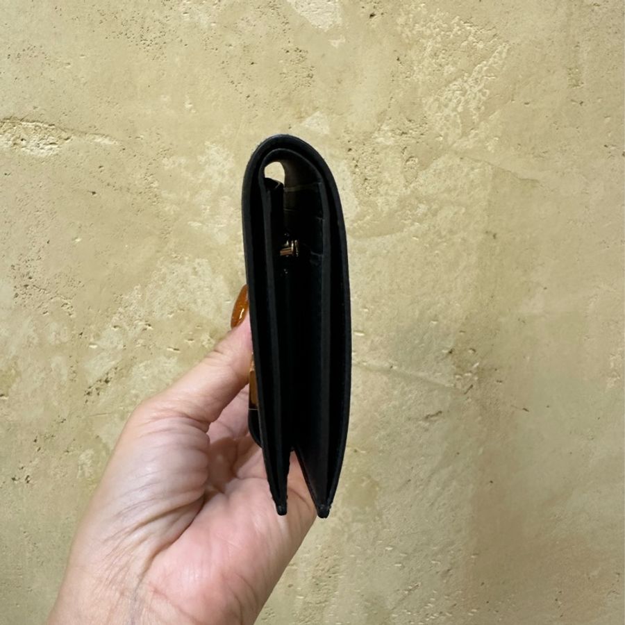 Hermes 89 Nior黑色Epson皮金釦內4卡零錢袋Bearn短夾-3