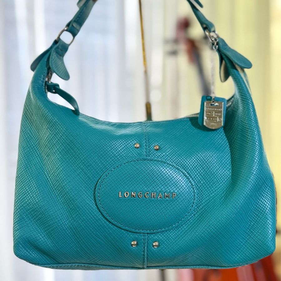 🌸Longchamp 藍綠色/綠松石色 |弧形肩背包(hobo bag)-5
