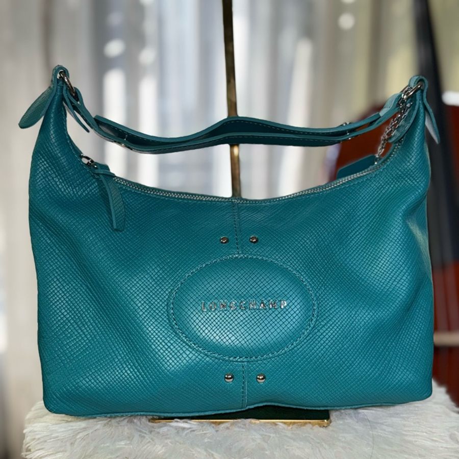 🌸Longchamp 藍綠色/綠松石色 |弧形肩背包(hobo bag)-7