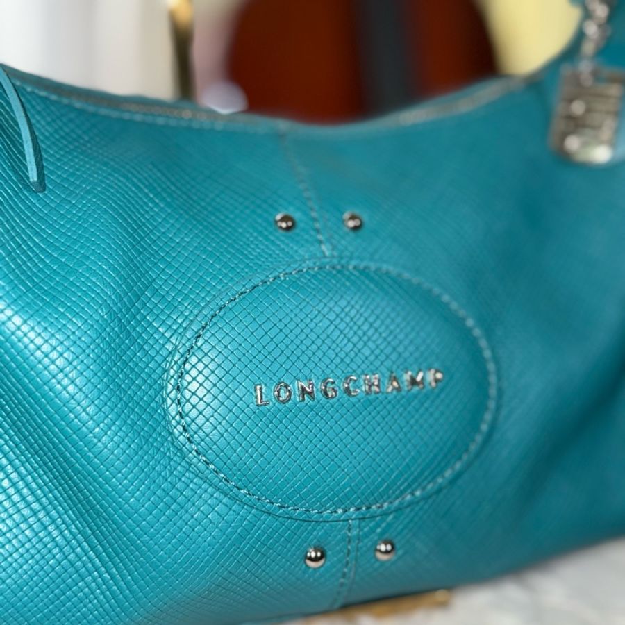 🌸Longchamp 藍綠色/綠松石色 |弧形肩背包(hobo bag)-8