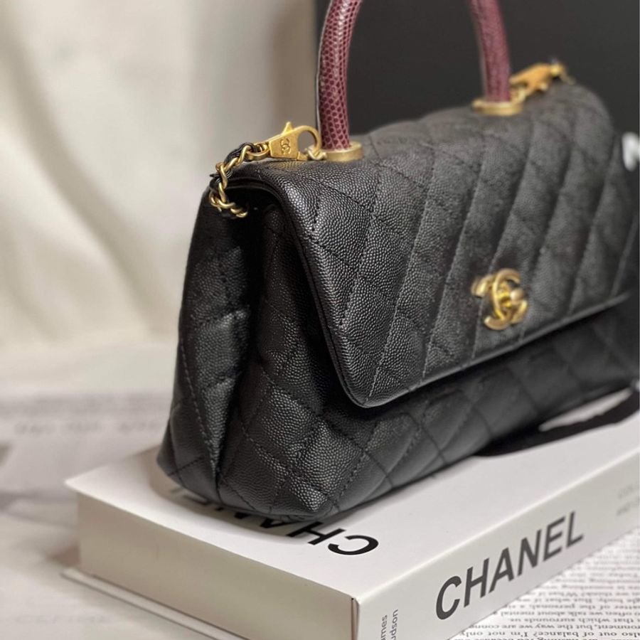 香奈兒(Chanel)Coco Handle蜥蜴皮24黃金尺寸-1