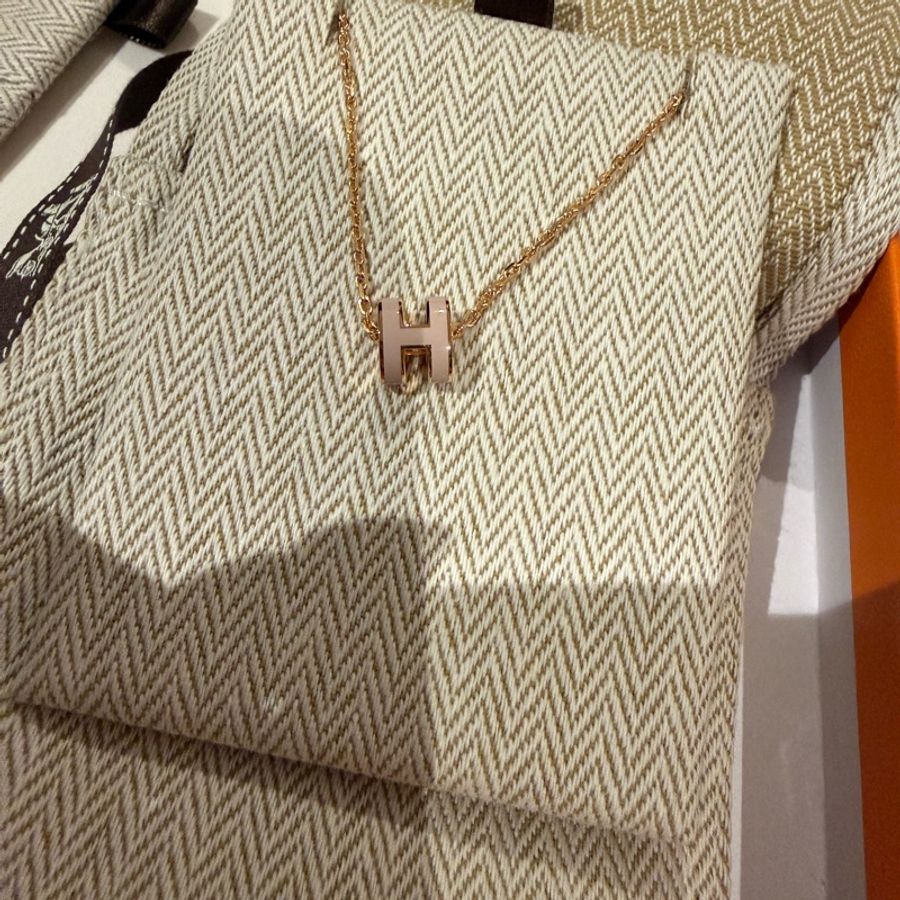 💖Hermes mini pop h 項鍊💖 粉杏色 玫瑰金 全新-0