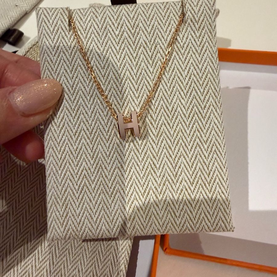 💖Hermes mini pop h 項鍊💖 粉杏色 玫瑰金 全新-1
