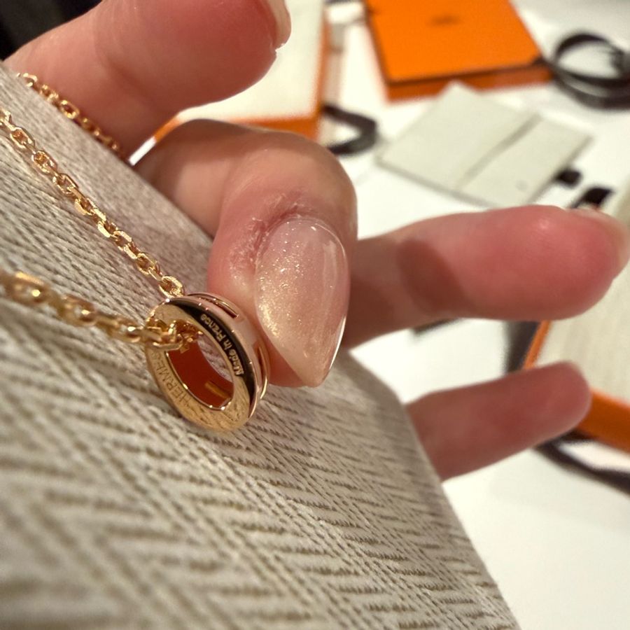 💖Hermes mini pop h 項鍊💖 粉杏色 玫瑰金 全新-3
