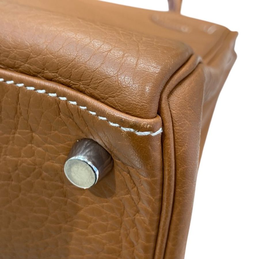 HERMES 愛馬仕 K刻 KELLY28 皮革 金棕色 銀釦-10