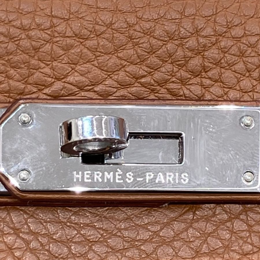 HERMES 愛馬仕 K刻 KELLY28 皮革 金棕色 銀釦-17