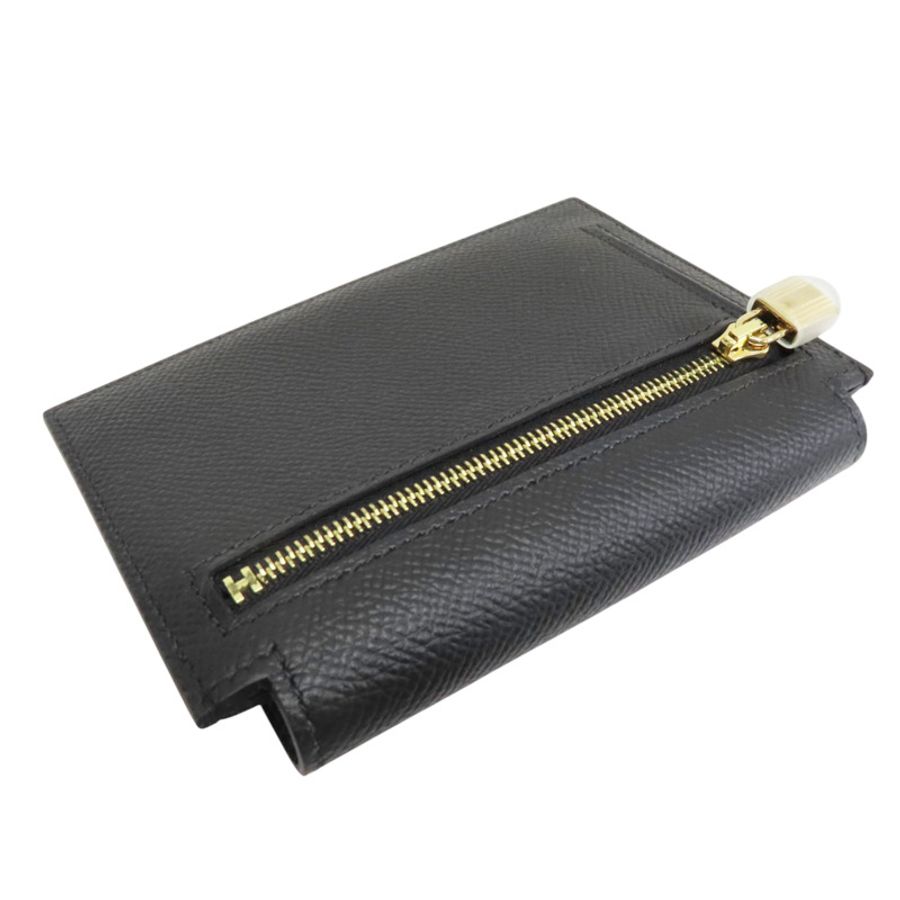 黑色 Epsom牛皮 Kelly Pocket Slim 短夾 Y刻 金釦【HERMES 愛馬仕】 H079001CC89-3