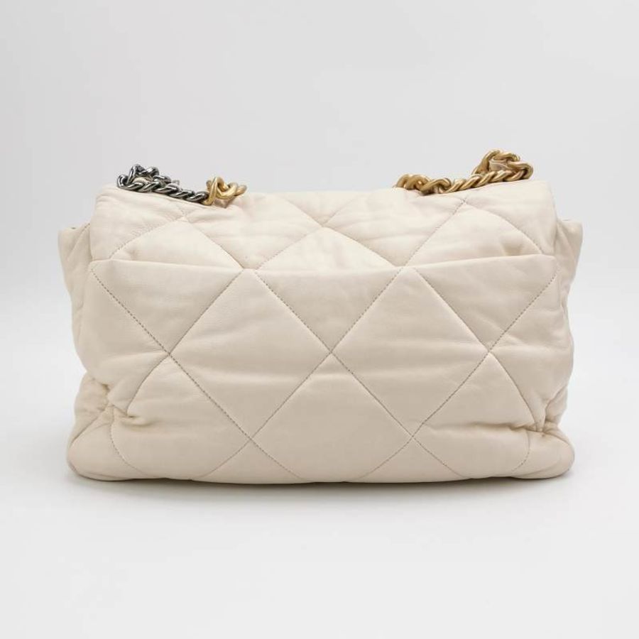 Chanel 19BagMaxi皮菱格絎縫穿皮雙C扣斜背包單肩包-4