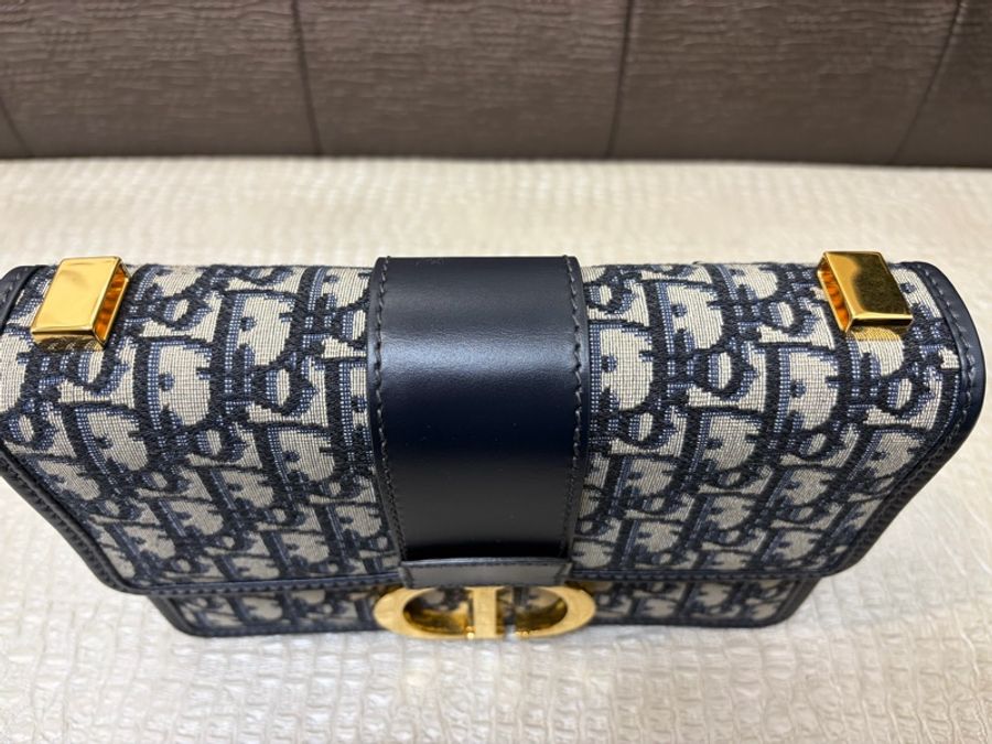 Dior 藍緹花布金釦30 Montaigne 肩斜背包-8