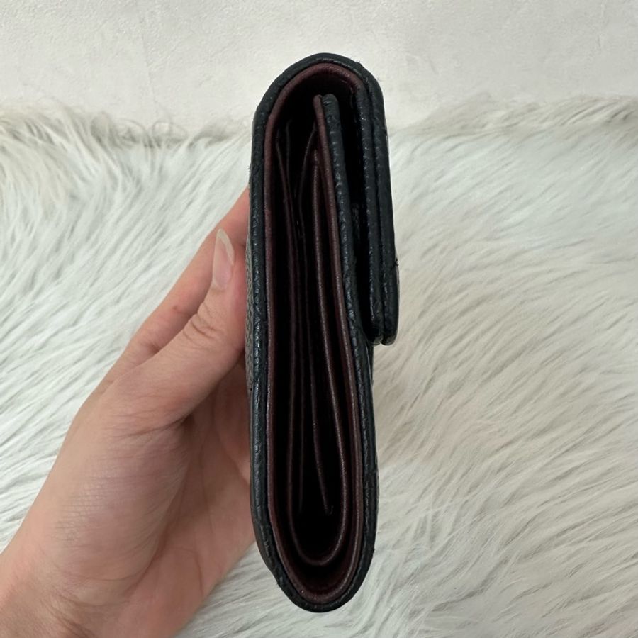 Chanel A82288 黑荔枝皮銀釦三折短夾-3