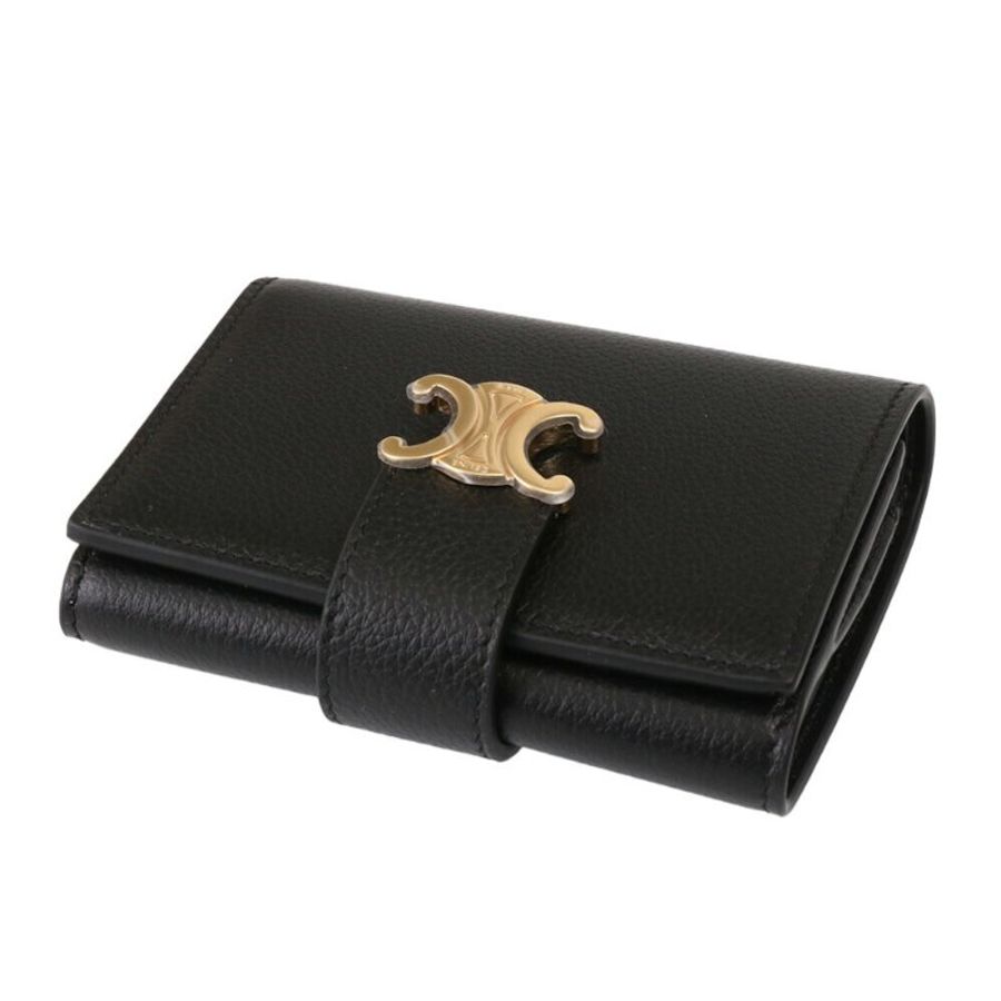【CELINE】Nino 細搭帶 粒面牛皮 皮夾 卡夾 短夾 錢包 黑色 10M963GHH.38NO-1