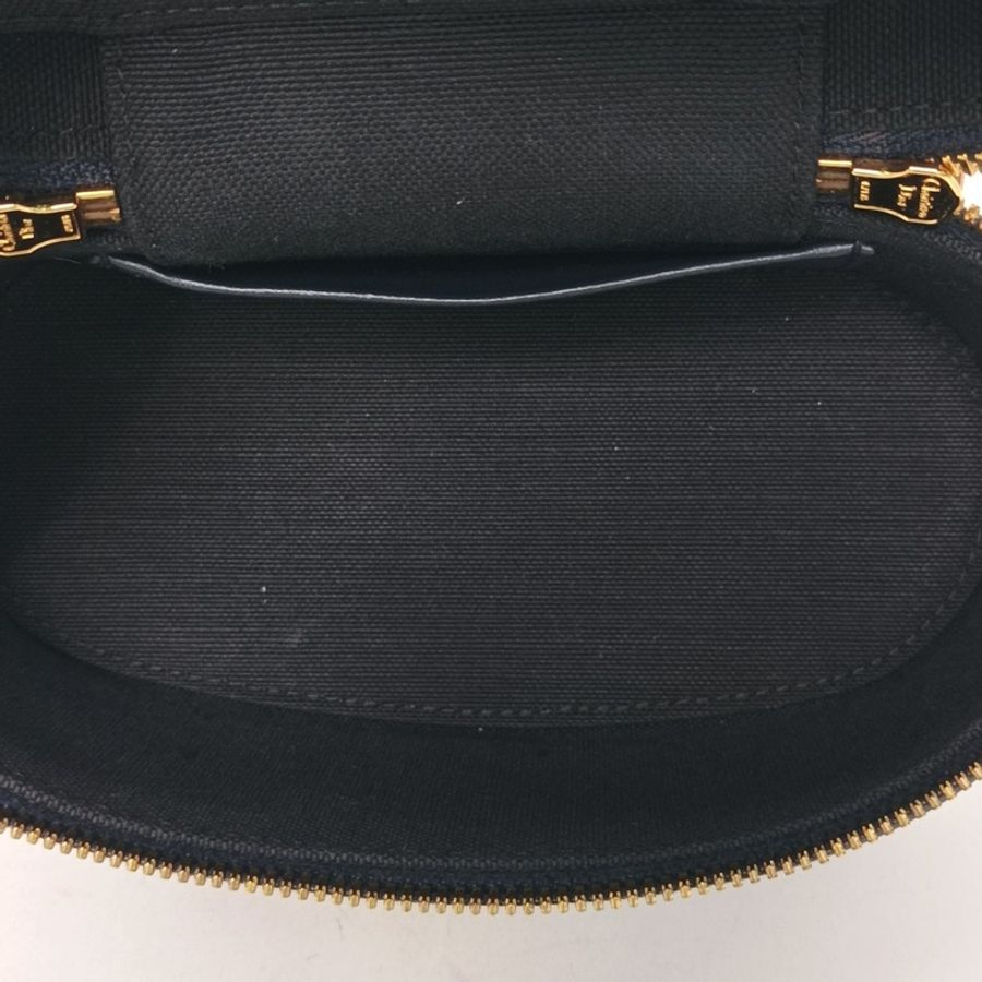 DIOR 墨藍色帆布金扣2024carovanity化妝包肩背包-5