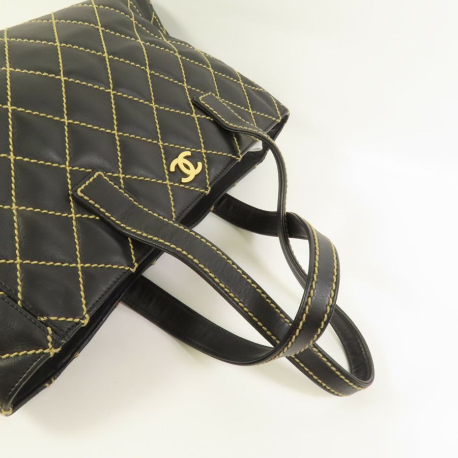 CHANEL 牛皮皮革Tote Bag金扣肩背袋-5