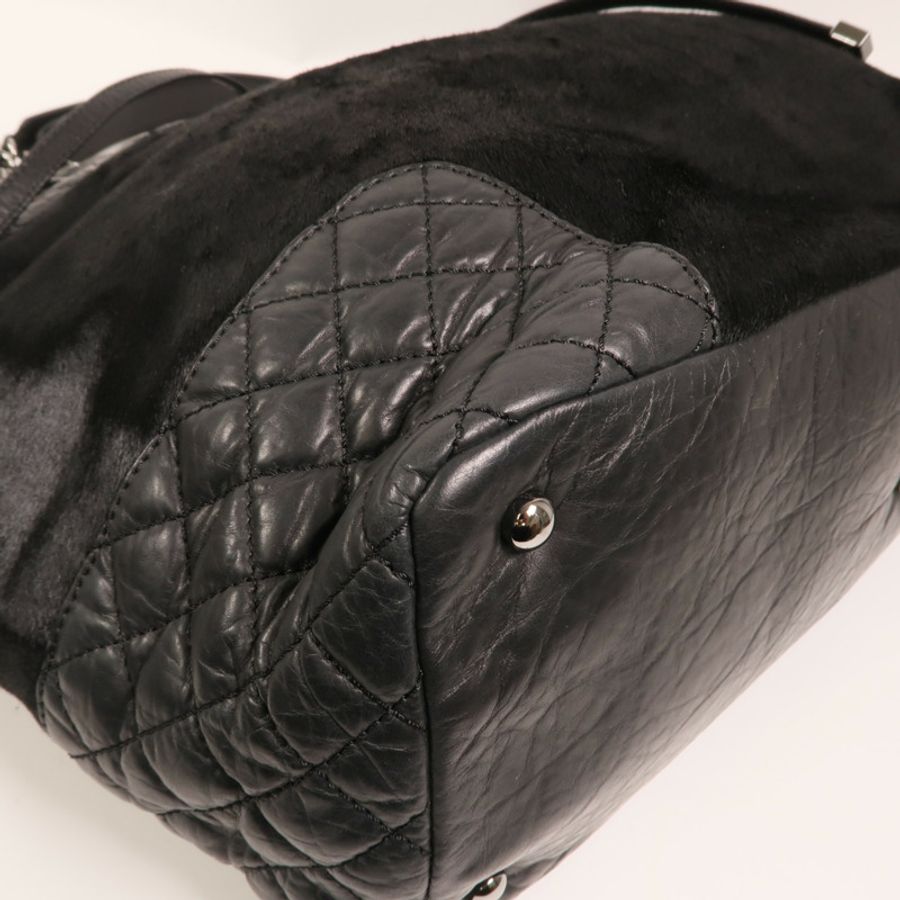 CHANEL 馬毛/牛皮皮革Totebag銀扣鏈帶手挽袋-12