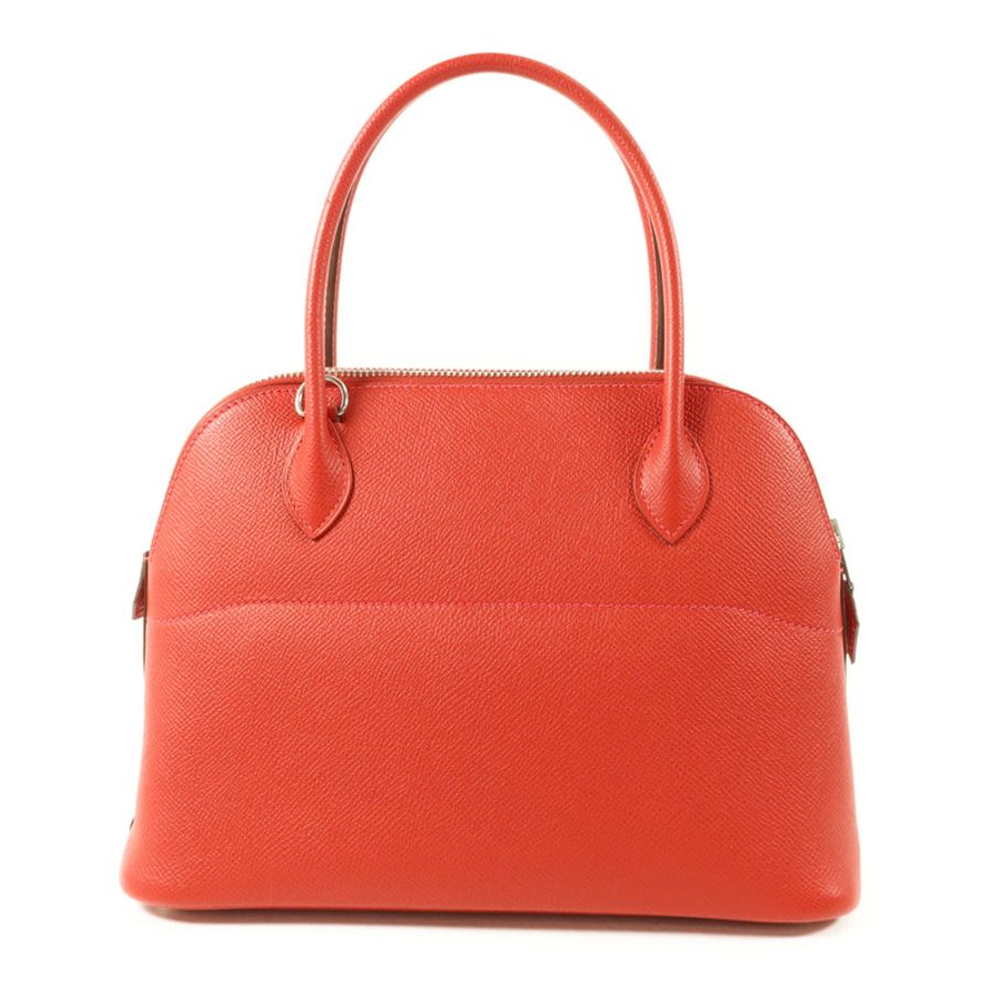 HERMES Epsom皮革Bolide 27銀扣手挽肩背兩用袋Rouge Casaque-1