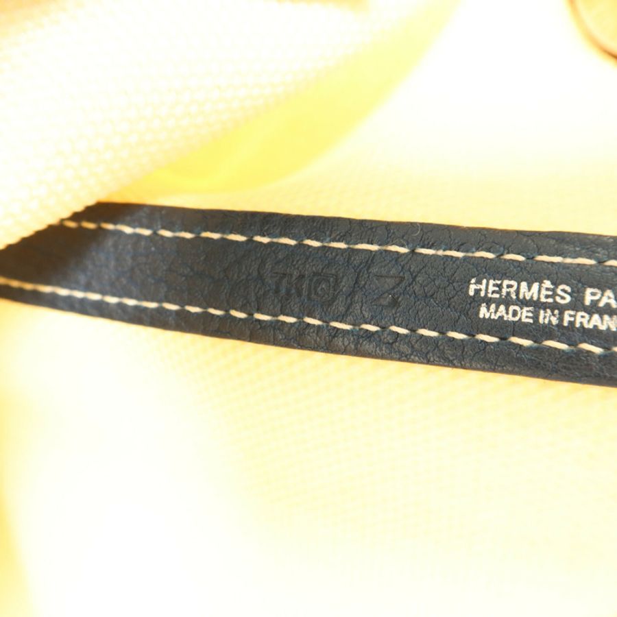 HERMES 帆布Garden Party PM銀扣手挽袋Blanc-7