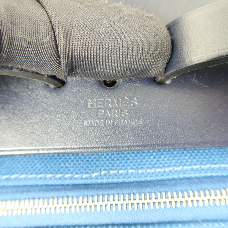 HERMES 帆布Herbag Backpack銀扣背包Deep Blue/Bleu Nuit-6