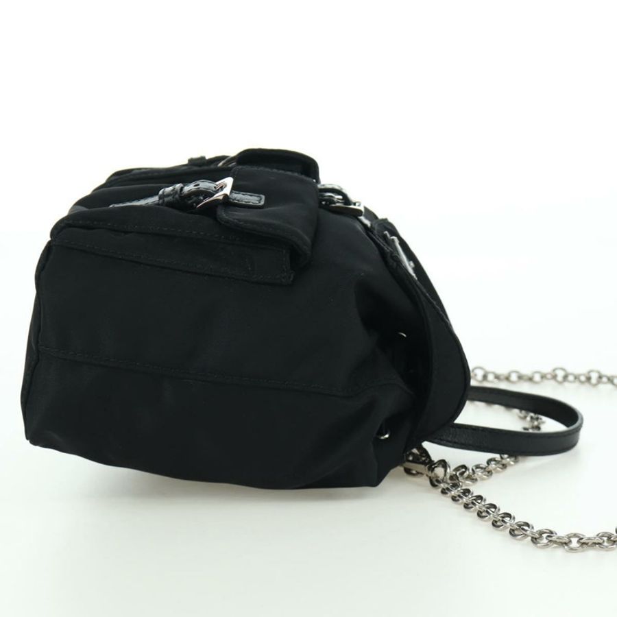 【日本直送】PRADA 尼龍黑色銀色鏈條單肩包 Auth 171449M-3