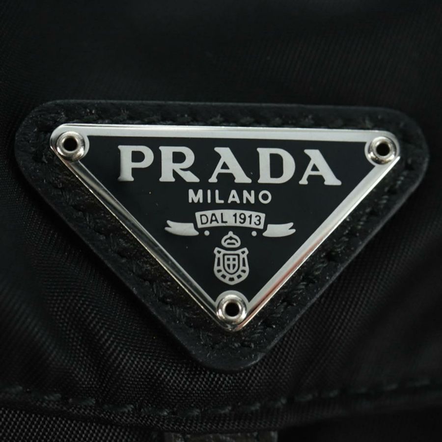 【日本直送】PRADA 尼龍黑色銀色鏈條單肩包 Auth 171449M-23