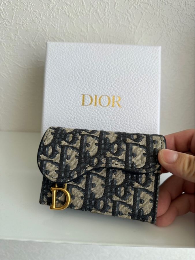 Dior 超美藍色提花卡包💕零錢包超美藍色-1