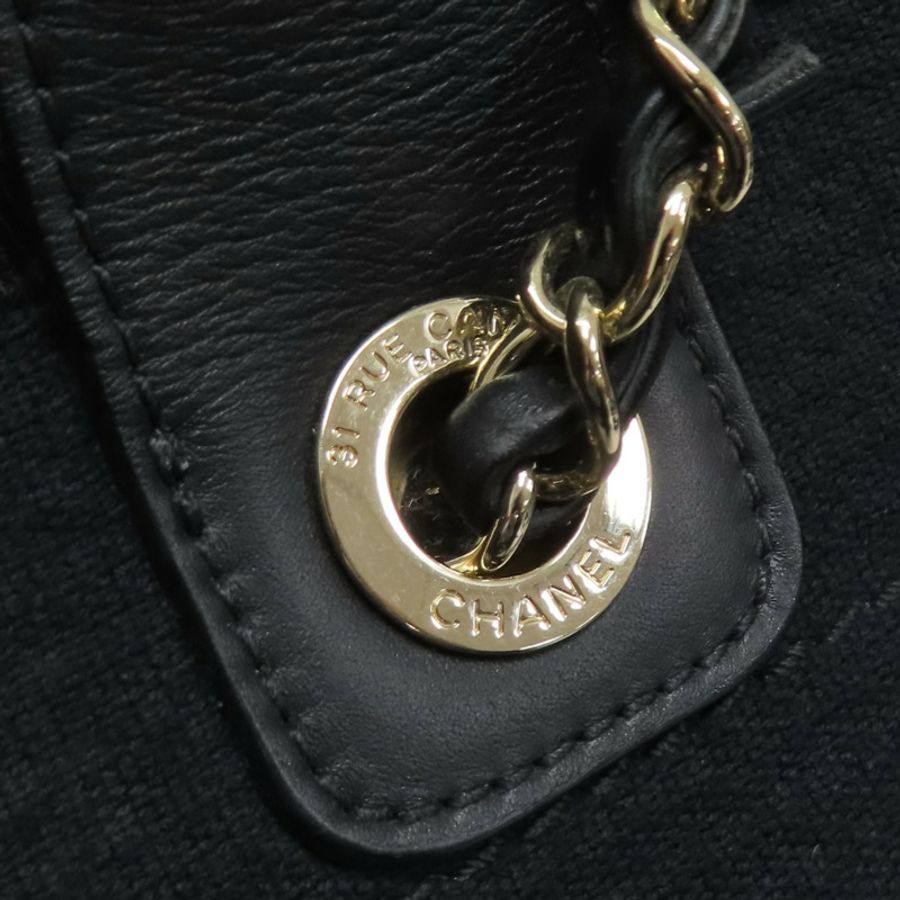 黑色 帆布 Deauville 沙灘包 手提包 (缺小袋) AS3257【CHANEL 香奈兒】 AS3257-15