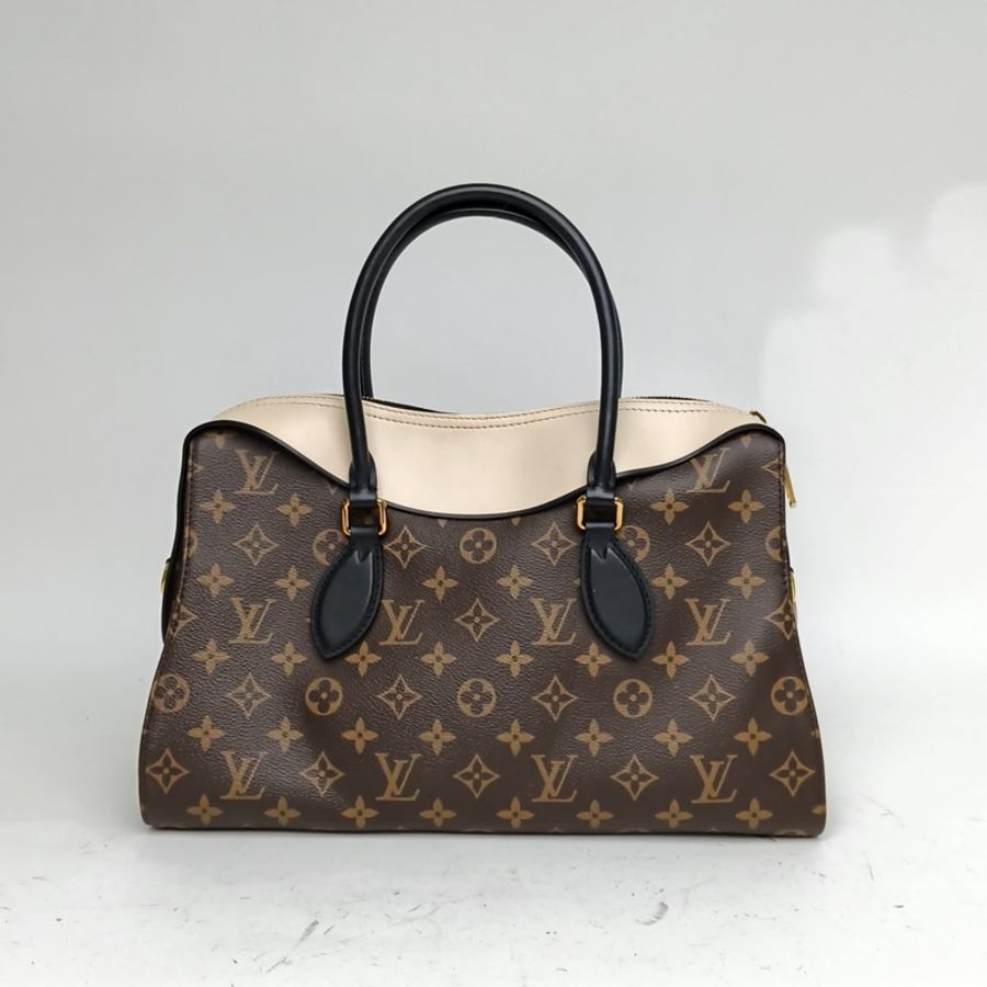 LOUIS VUITTON TUILERIES雙手柄拼皮手袋老花牛皮/PVC金扣2018肩背包-2