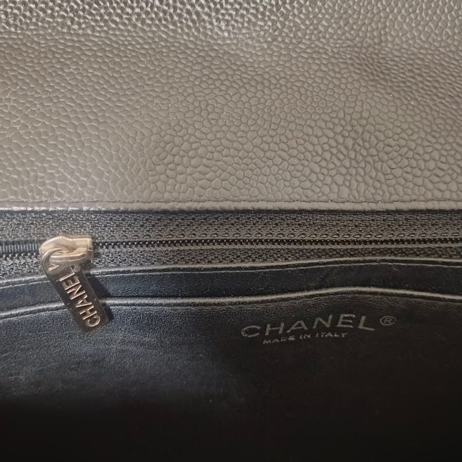 CHANEL 香奈爾 CF33 Maxi 經典口蓋包黑色荔枝紋銀鍊(單蓋/13開)-經典保值款-20
