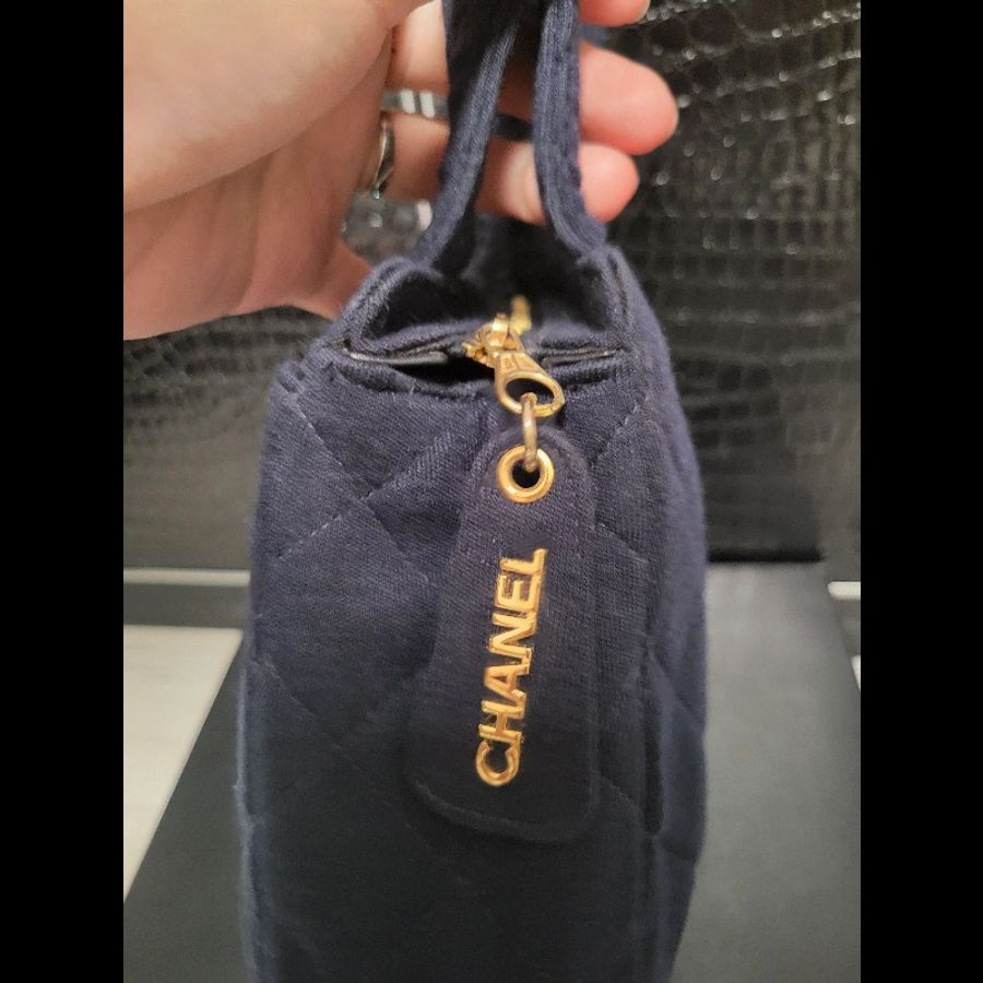 Chanel Vintage bag Chanel 31 cloth bag 藍色菱格紋手提包-3