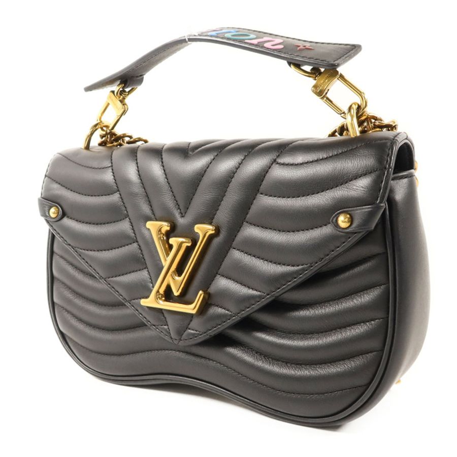 LOUIS VUITTON 牛皮皮革New Wave MM金扣鏈帶手挽肩背兩用袋-2