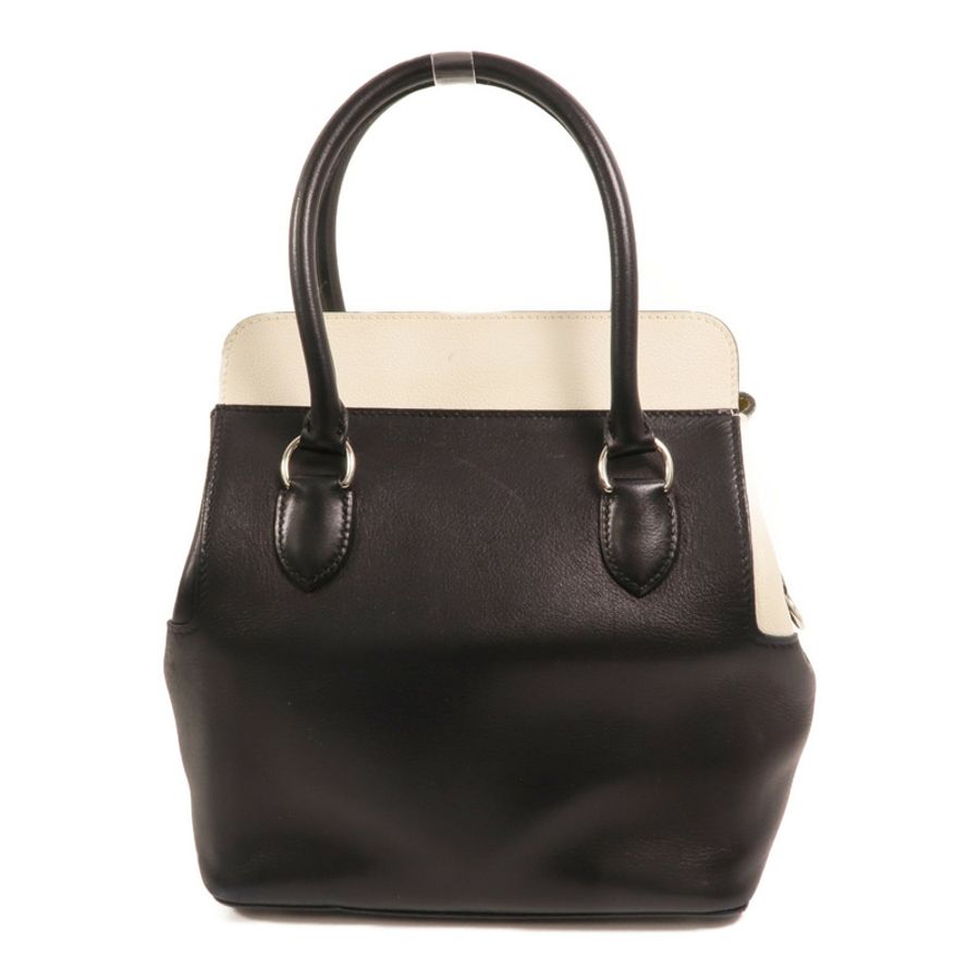 HERMES Evercolor皮革Toolbox 20銀扣手挽肩背兩用袋Blanc/Noir/Jaune Poussin-1