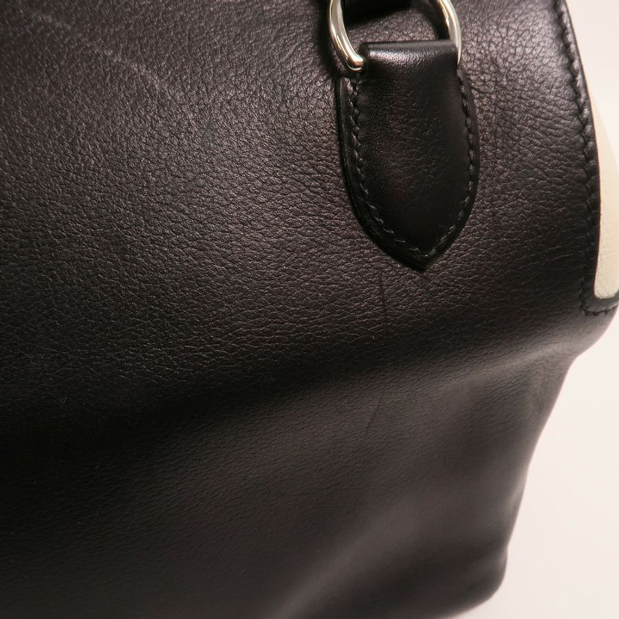 HERMES Evercolor皮革Toolbox 20銀扣手挽肩背兩用袋Blanc/Noir/Jaune Poussin-17