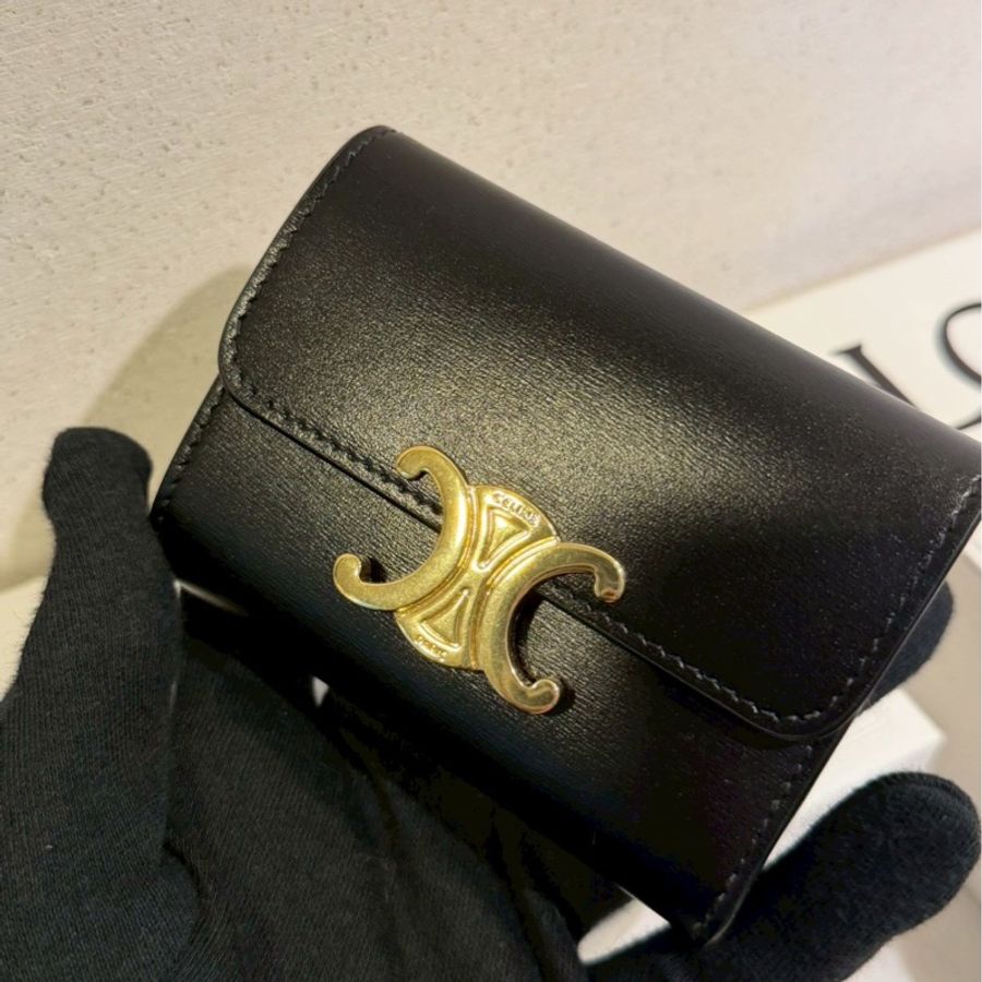 ✨Celine✨可拆式TRIOMPHE標誌印花短款短夾錢包卡包 二合一-7