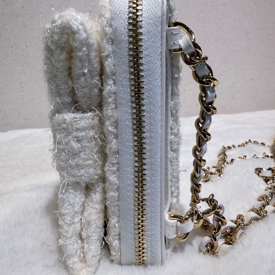 Chanel✨2023A白金毛呢蝴蝶結卡包零錢包-25