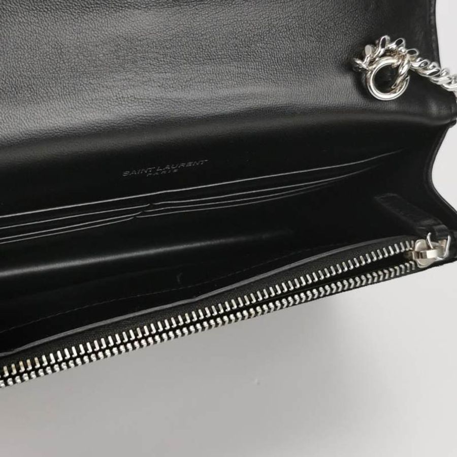 Saint Laurent Kate凱特包小號羊皮絨布鑽扣YSL標誌斜挎包單肩包-6