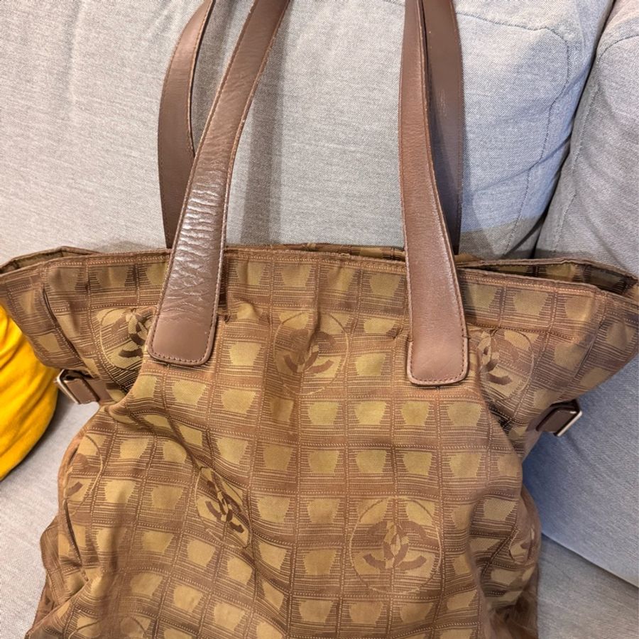 Chanel vintage 老香 帆布 冰塊托特包 雷標7開-0