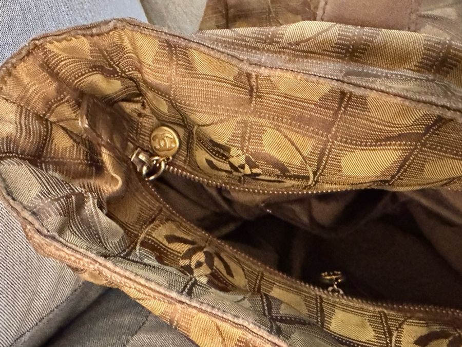 Chanel vintage 老香 帆布 冰塊托特包 雷標7開-1