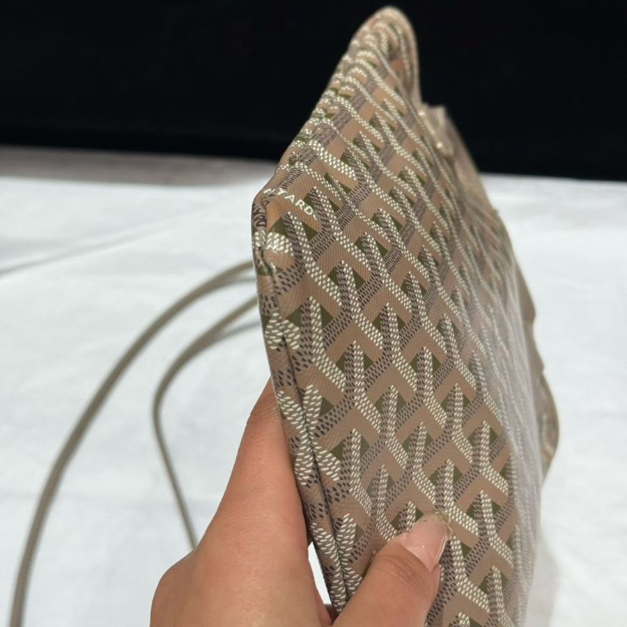 Goyard 週年限定mini竪版 Tote包 灰綠拼色17*24 98新配件肩帶塵袋-4