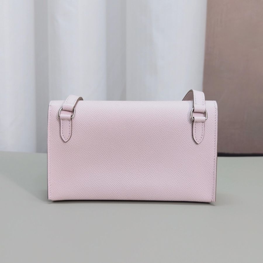 HERMES snap wallet  夢幻紫銀扣肩背斜背包18.5*11.5*4 99新配件盒子 塵袋 購證 吊牌-6