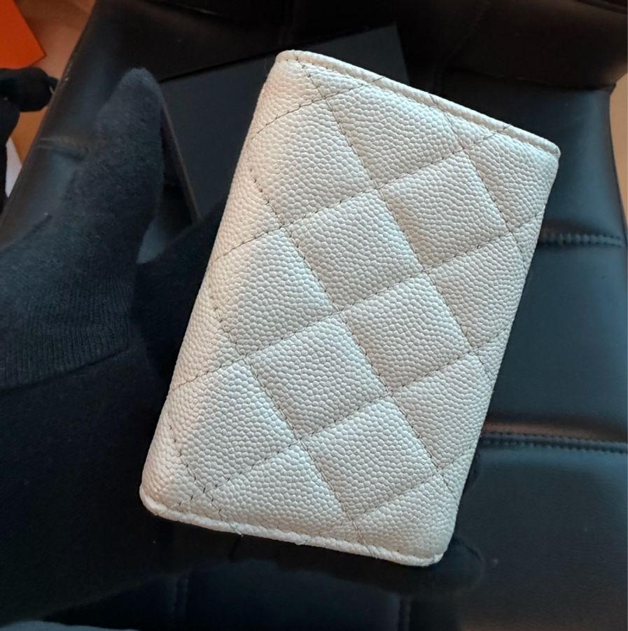 CHANEL 鏤空logo奶白色錢包 三折短夾 🤍-14