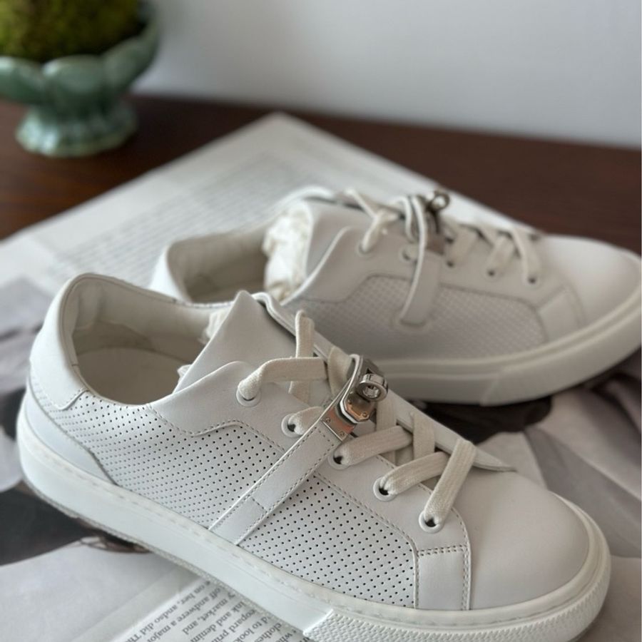全新 Hermes/愛馬仕 kelly扣小白鞋 37.5碼-6