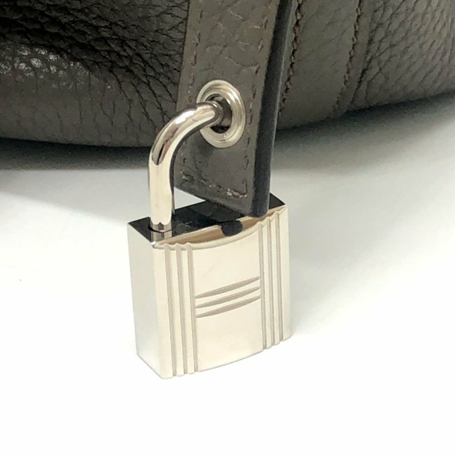 愛馬仕 Picotin Lock MM 銀色五金手提包 Taurillon Clemence 皮革女士 Etoupe 灰色-16